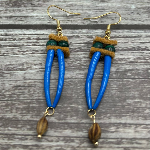 Dentalium Earrings-Gemstone Mix