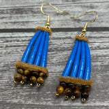 Dentalium Earrings-Tiger’s Eye