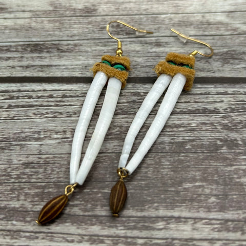 Dentalium Earrings-Silver Berry