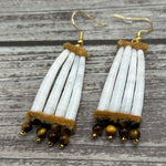 Dentalium Earrings-Tiger’s Eye
